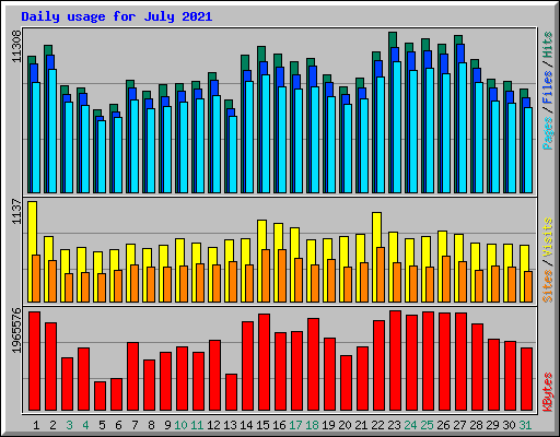Daily usage for July 2021